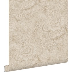 ESTAhome behang bloemmotief beige - 50 x 900 cm - 139795