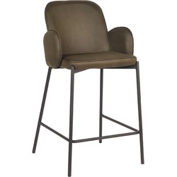 D-MAXX Barkruk Jari - Army green - Microfiber - Zithoogte 65