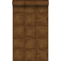 Origin Wallcoverings behang effen glanzend koper bruin - 53 cm x 10,05 m - 326312