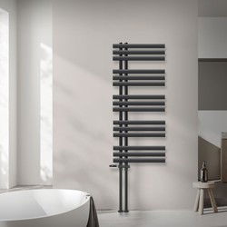 Badkamerradiator middenaansluiting 500x1200 mm antraciet met onderaansluitset LuxeBath