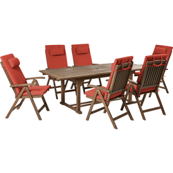 AMANTEA PREMIUM - Tuinset voor 6 - Rood - Acaciahout