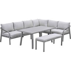 Lounge-diningset Monti - taupe - 7-persoons - aluminium