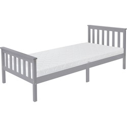 Bedframe eenpersoonsbed 90x200cm van grenenhout in lichtgrijs met lattenbodem & matras H-16cm ML design