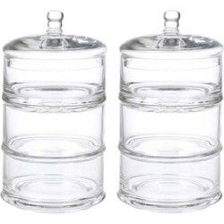 Cosy & Trendy glazen snoeppot 3 laags - 2x - 12 x 22 cm - bonbonniere - Voorraadpot