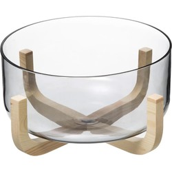 Secret de Gourmet - Slakom/serveer schaal- Glas/hout - D24 x 12 cm - Saladeschalen