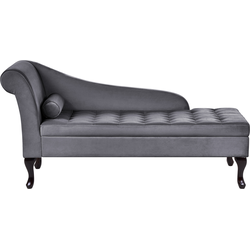 Beliani PESSAC - Chaise longue-Grijs-Fluweel