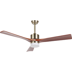 Beliani ARUWIMI - Plafondlamp met ventilator-Donkere houtkleur-IJzer, Massief hout