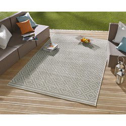 Laagpolig vloerkleed - Binnen en buitenkleed - Raute - Grijs / Creme - 80x150 cm
