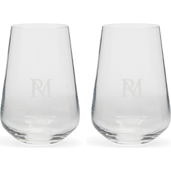 Riviera Maison Waterglazen set met RM logo - RM Monogram Water Glass M - 380 ML - Glas - Transparant - 2 stuks
