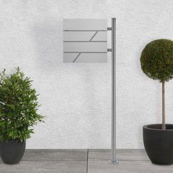 Staande brievenbus met krantenvak 37x37x11 cm lichtgrijs roestvrij staal incl. staander zilver 120cm hoog ML-Design