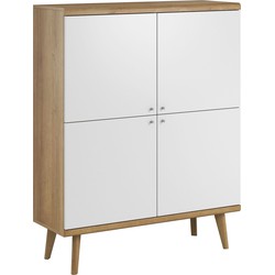 Meubella Dressoir Primavera - Wit - Licht eiken - 107 cm - Hoog