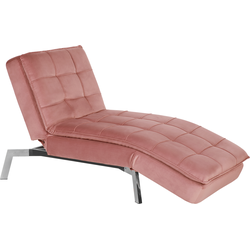 Beliani LOIRET - Chaise longue-Roze-Fluweel