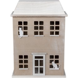 Clayre & Eef Opbergdoosje Huis 27x12x39 cm Bruin Hout Katten Opbergkist