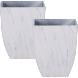 MIRO - Bloempot set van 2 - Wit - 35 cm - Stenenmix