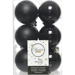 Kerstballen plastic glans-mat dia 6 cm zwart