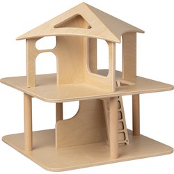 Van Dijk Toys Van Dijk Toys houten speelgoed Poppenhuis open aan 4 zijden-naturel (geschikt voor kinderopvang)