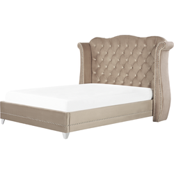 AYETTE  - Tweepersoonsbed - Taupe - 180 x 200 cm - Fluweel