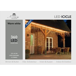 Icicle lights 360l/720x60cm 36l flash led warm wit - 5m aanloopsnoer transparant - 31v/ip44 Anna's collection - Anna's Collection