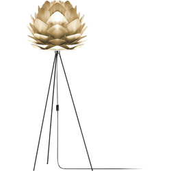 Silvia Medium vloerlamp brushed brass - met tripod zwart - Ø 50 cm