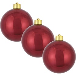 3x Grote kunststof decoratie kerstbal donkerrood 20 cm - Kerstbal