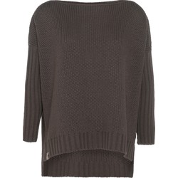 Knit Factory Kylie Gebreide Dames Trui - Boothals - Taupe - 36/44