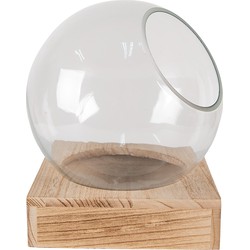 Clayre & Eef Vaas  20x20x20 cm Bruin Hout Glas Decoratie Vaas