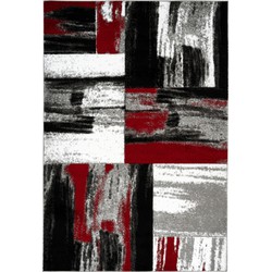 Tapijtenloods Swing Vloerkleed Modern Rood / Wit / Zwart Laagpolig - 80x150 CM