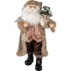 Clayre & Eef Beeld Kerstman 82 cm Beige Roze Kunststof Kerstfiguren