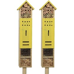 2x stuks geel huisje voor insecten 118 cm vlinderhuis/bijenhuis/wespenhotel - Insectenhotel