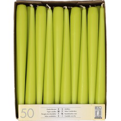 Conpax Candles Dinerkaarsen - 50x stuks - lime groen - 25 cm - Dinerkaarsen