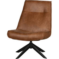 WOOOD Skyler Draaibare Fauteuil- Kunstleer - Cognac - 94x67x85