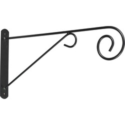 Muurhaak / plantenhaak met sierkrul voor hanging basket van verzinkt staal grijs antraciet 48 cm - Plantenbakhaken