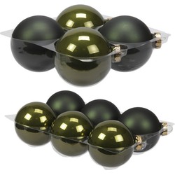 20x stuks glazen kerstballen donker olijf 8 en 10 cm mat/glans - Kerstbal