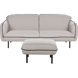 TONSBERG - Driezitsbank met ottomaan - Lichtgrijs - Polyester