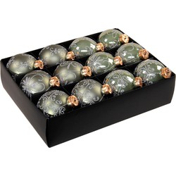Christmas Balls 24 pcs - Granit Green - 75 mm / Green / Glas