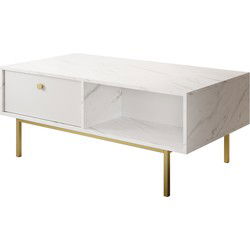 Meubella - Salontafel Frazer - Wit marmerlook - 110 cm