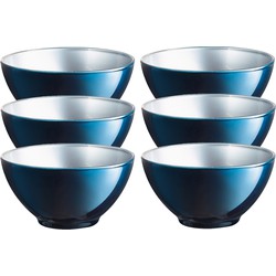 Doosje met 6x stuks flashy keuken schaaltjes 50 CL blauw/zilver - Serveerschalen