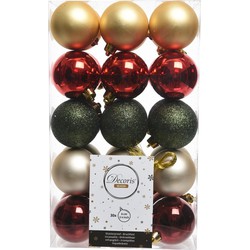 Rood/goud/groene kerstballen set 6 cm - Kerstbal