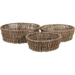 Clayre & Eef Opbergmand Set van 3 Bruin Zeegras Rond