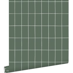 ESTAhome behang kleine tegeltjes vergrijsd groen en wit - 0,53 x 10,05 m - 139031