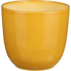 Mica Decorations Plantenpot - okergeel - keramiek - glans - D19xH18cm - Plantenpotten