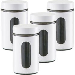 Zeller voedsel keuken voorrraadpot - 4x - metaal - wit - 900 ml - Voorraadblikken