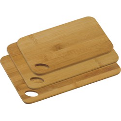 Set van 3x bamboe houten snijplanken 14 x 22/21 x 30/24 x 35 cm - Snijplanken