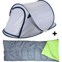 HIXA Pop up Tent - Dark en Cold - 1 Persoons - Grijs - Met Tentharingen - en Slaapzak - 220x120x95