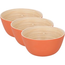 3x stuks bamboe snack schaaltje oranje 10 cm - Snack en tapasschalen