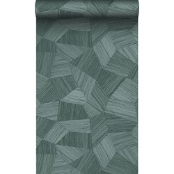 Origin Wallcoverings eco-texture vliesbehang grafisch 3D motief petrolgroen - 0.53 x 10.05 m - 347823