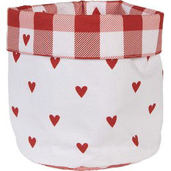 Clayre & Eef Broodmand Ø 15x16 cm Wit Rood Katoen Rond Hartjes