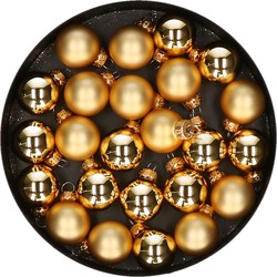 Othmar Decorations mini kerstballen van glas - 24x - goud - 2,5 cm - Kerstbal