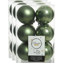 36x stuks kunststof kerstballen mos groen 6 cm glans/mat - Kerstbal