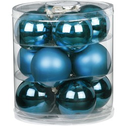 Inge Christmas Kerstballen - 12x st - glas - diep blauw - 8 cm - Kerstbal